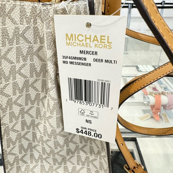 Michael Kors Mercer Satchel Shoulder Crossbody Bag MK Deer Multi Colorblock - Picture 12 of 14